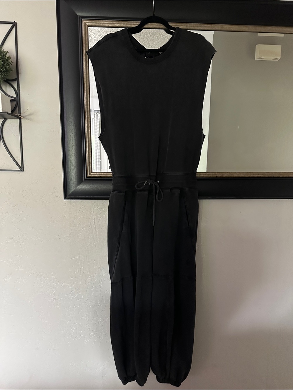 Free People Throw and Go Onesie Black Sleeveless Drawstring Waist Jumpsuit